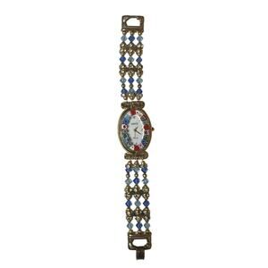 Murano Glass Millefiori Gold Tone Watch Venice Italy Quartz Watch Beaded Band